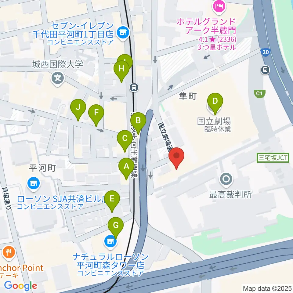 国立演芸場周辺のファミレス・ファーストフード一覧地図