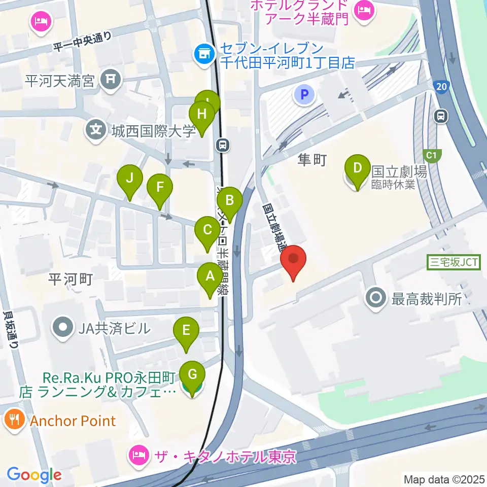 国立演芸場周辺のファミレス・ファーストフード一覧地図