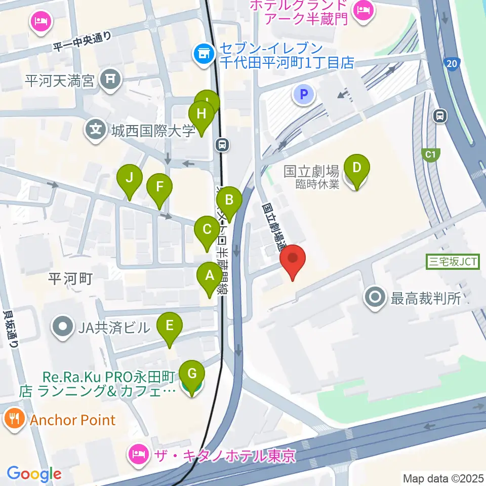 国立演芸場周辺のファミレス・ファーストフード一覧地図