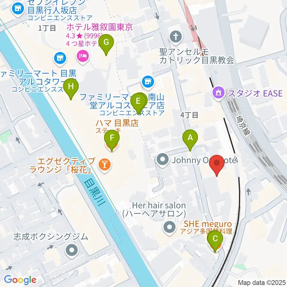 喜多能楽堂周辺のファミレス・ファーストフード一覧地図