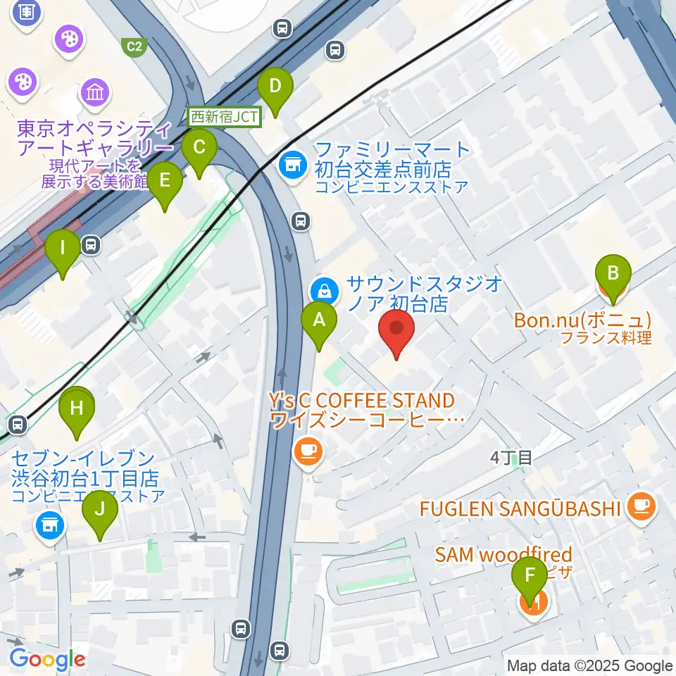 代々木能舞台周辺のファミレス・ファーストフード一覧地図