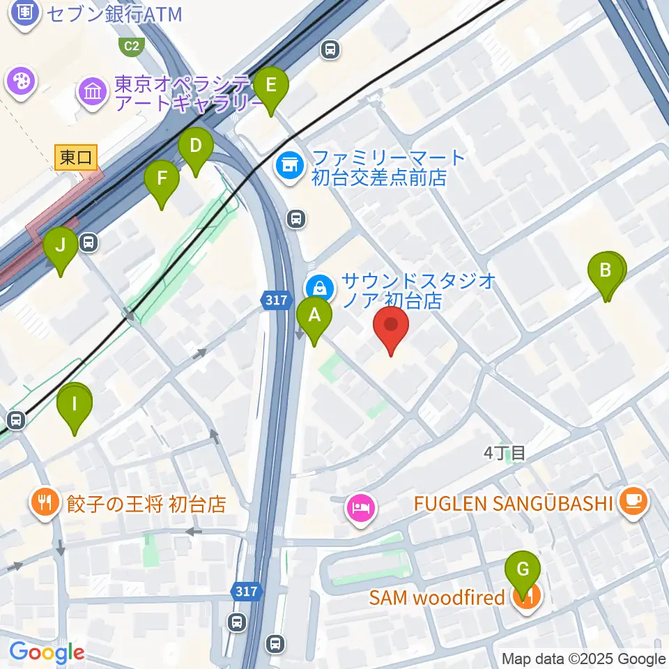 代々木能舞台周辺のファミレス・ファーストフード一覧地図