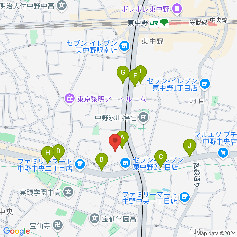 梅若能楽学院会館周辺のファミレス・ファーストフード一覧地図