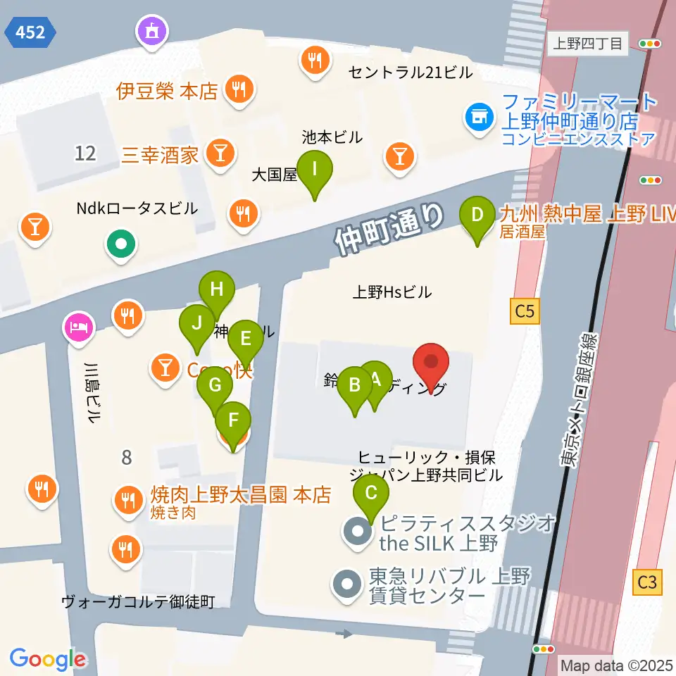 鈴本演芸場周辺のファミレス・ファーストフード一覧地図
