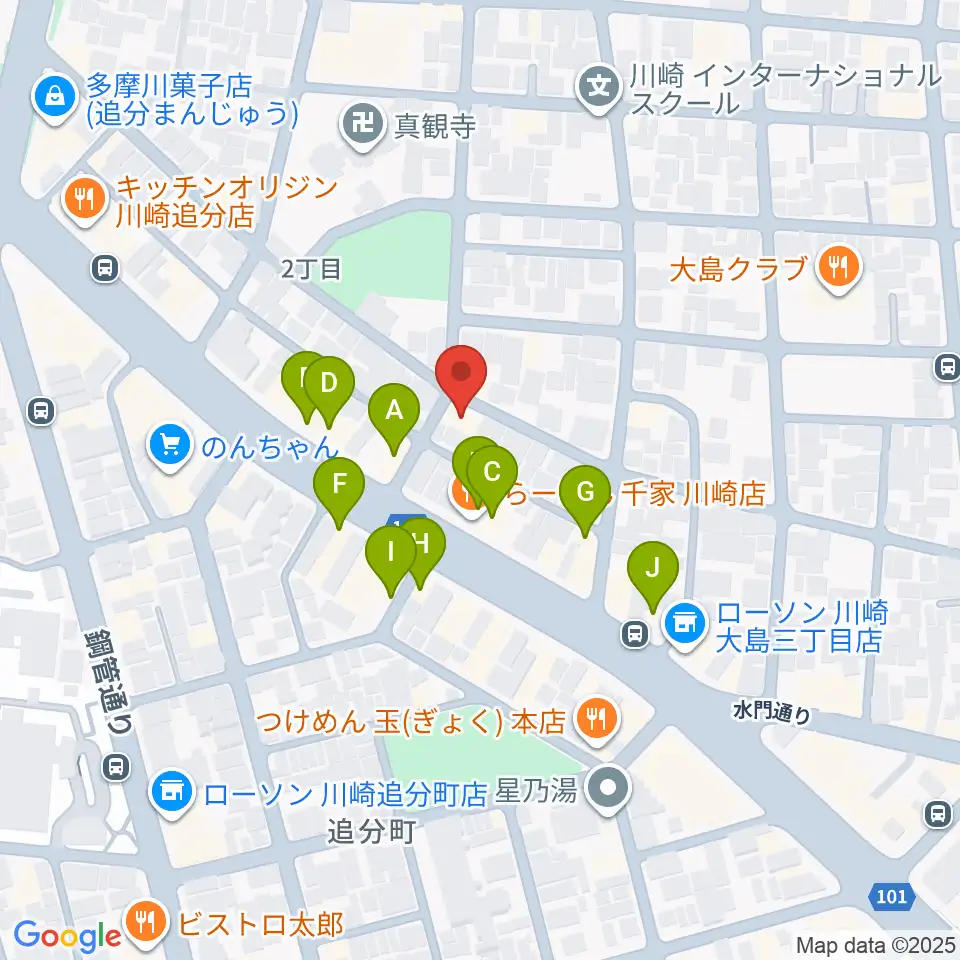 大島劇場周辺のファミレス・ファーストフード一覧地図