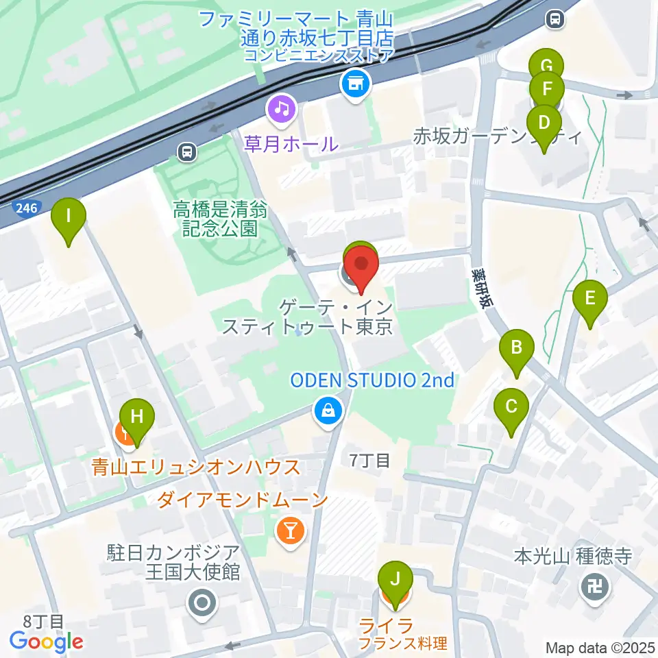ドイツ文化会館 OAGホール周辺のファミレス・ファーストフード一覧地図