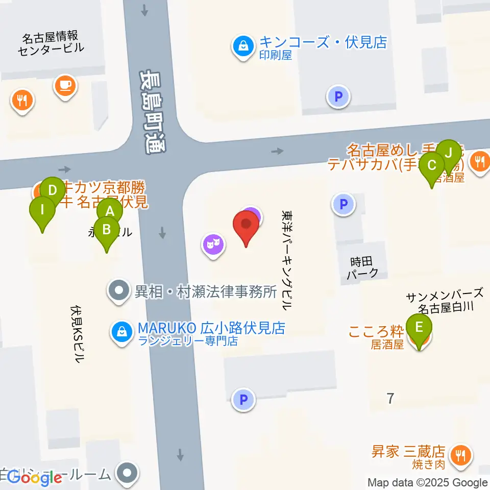 名古屋JAMMIN'周辺のファミレス・ファーストフード一覧地図