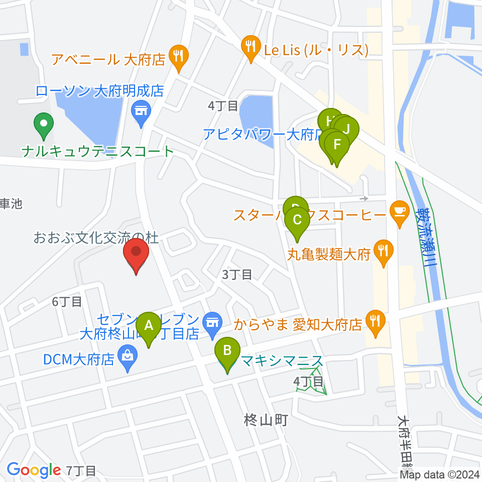 おおぶ文化交流の杜 allobu周辺のファミレス・ファーストフード一覧地図