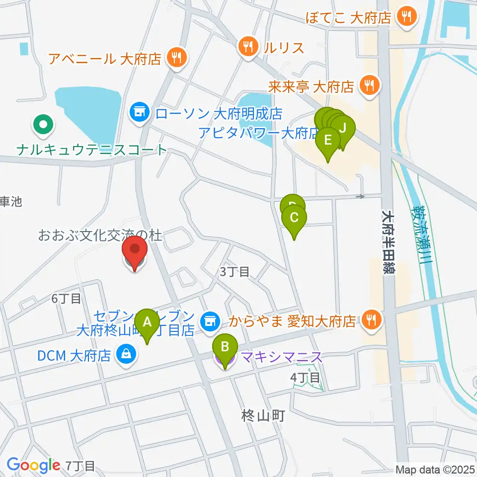 おおぶ文化交流の杜 allobu周辺のファミレス・ファーストフード一覧地図