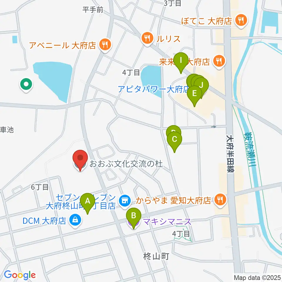 おおぶ文化交流の杜 allobu周辺のファミレス・ファーストフード一覧地図
