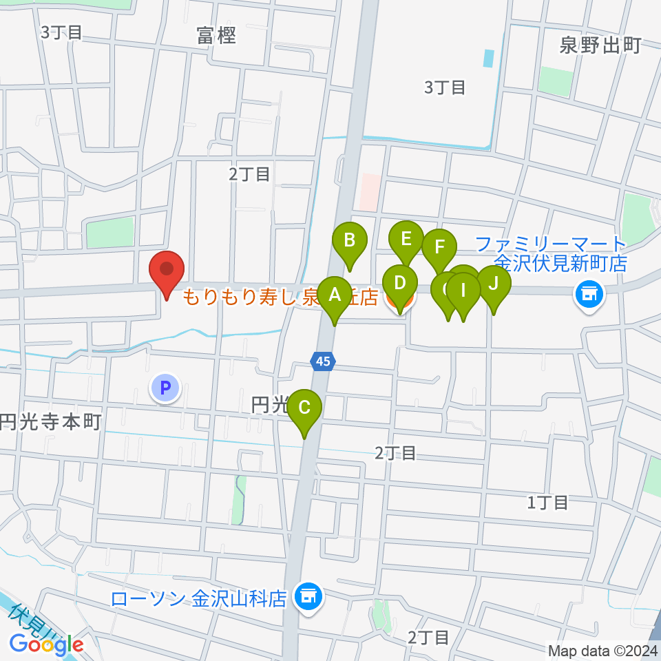 ミュージックベースエクストリーム周辺のファミレス・ファーストフード一覧地図