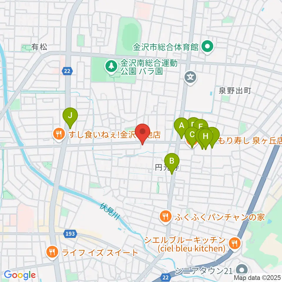 ミュージックベースエクストリーム周辺のファミレス・ファーストフード一覧地図