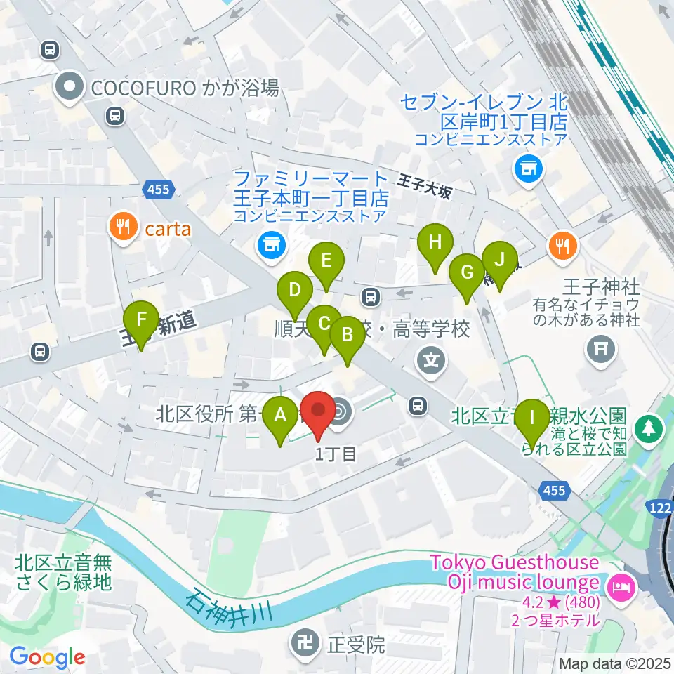 東京DTM作曲音楽学校周辺のファミレス・ファーストフード一覧地図