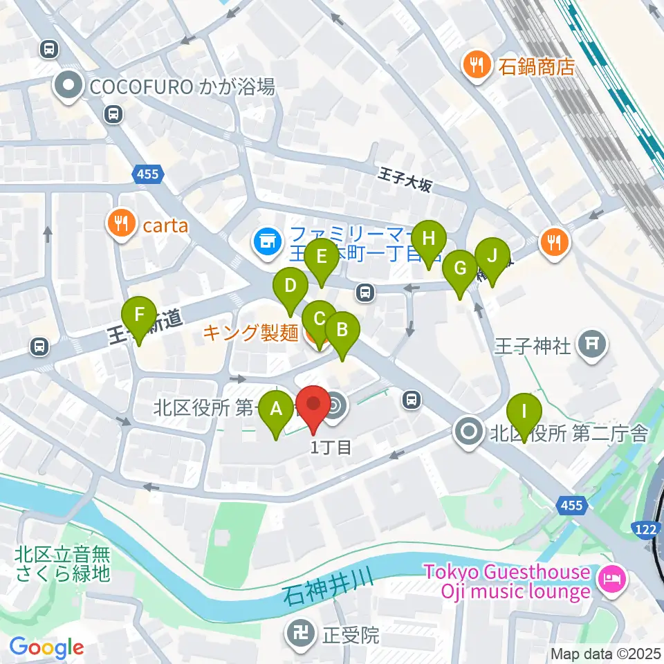 東京DTM作曲音楽学校周辺のファミレス・ファーストフード一覧地図
