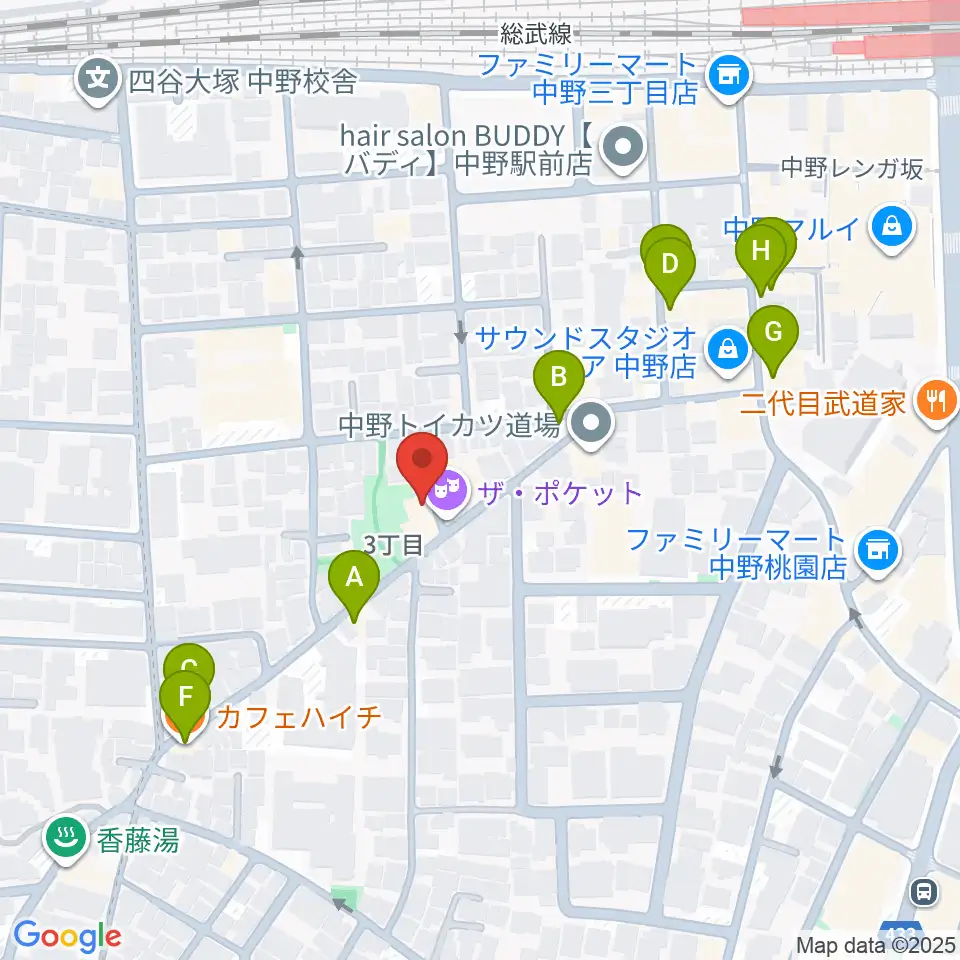 劇場MOMO周辺のファミレス・ファーストフード一覧地図