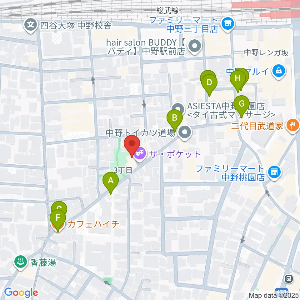 劇場MOMO周辺のファミレス・ファーストフード一覧地図