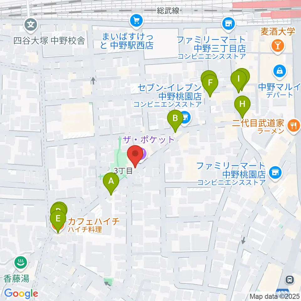 テアトルBONBON周辺のファミレス・ファーストフード一覧地図