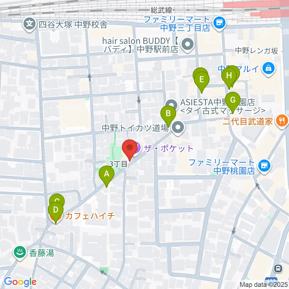 テアトルBONBON周辺のファミレス・ファーストフード一覧地図