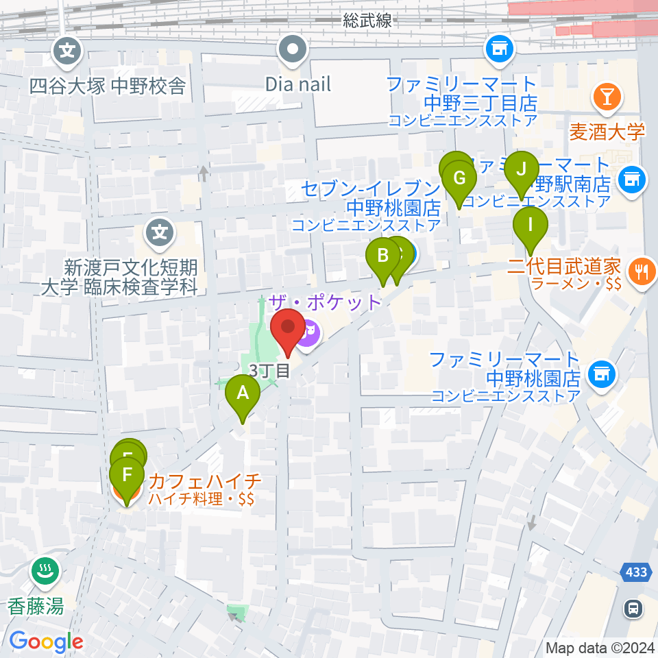 劇場HOPE周辺のファミレス・ファーストフード一覧地図