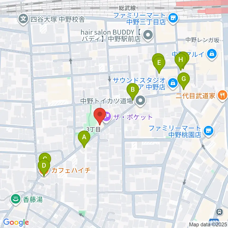 劇場HOPE周辺のファミレス・ファーストフード一覧地図