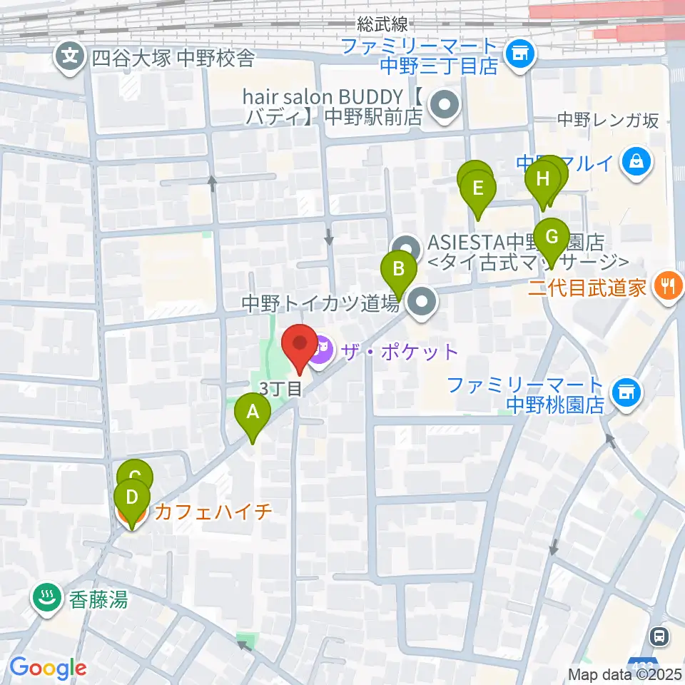 劇場HOPE周辺のファミレス・ファーストフード一覧地図