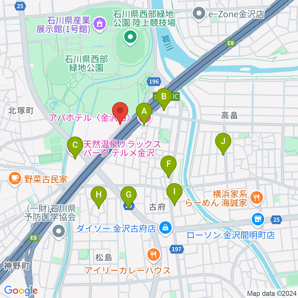 メロメロポッチ周辺のファミレス・ファーストフード一覧地図