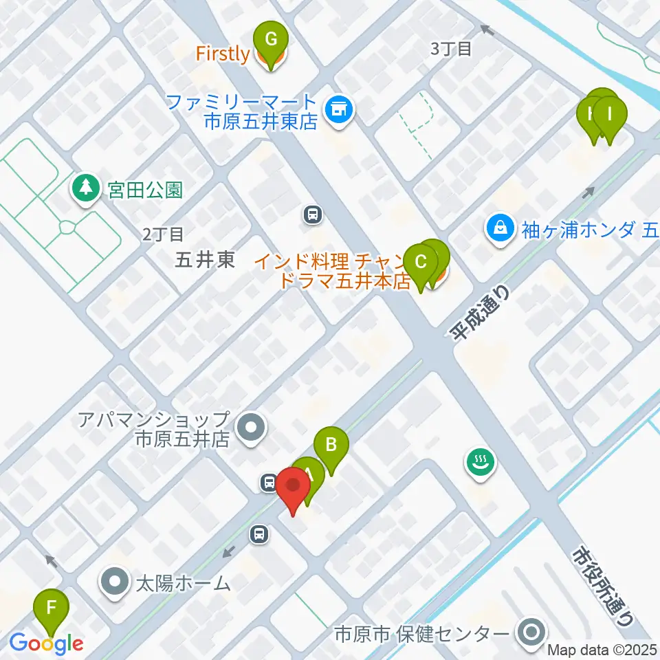 シツデン楽器周辺のファミレス・ファーストフード一覧地図