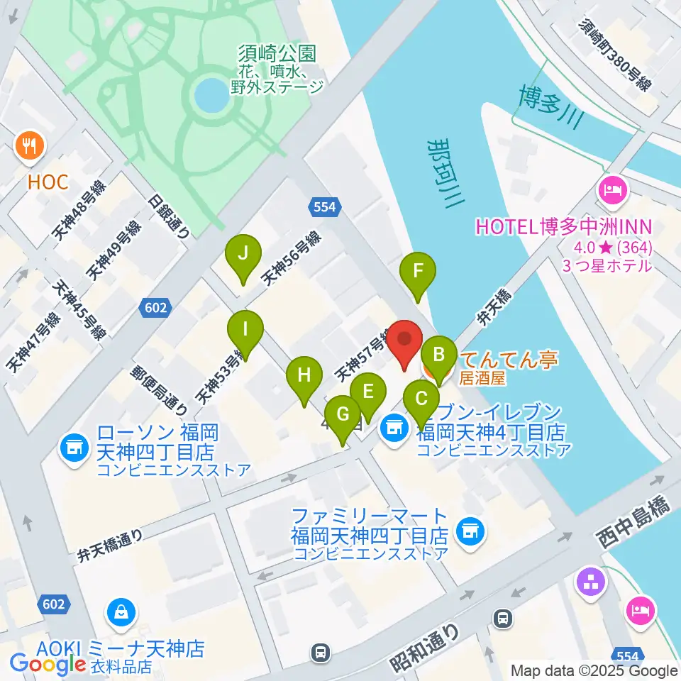 セブンカラーズアーティスト福岡天神校周辺のファミレス・ファーストフード一覧地図