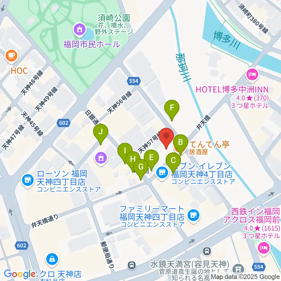 セブンカラーズアーティスト福岡天神校周辺のファミレス・ファーストフード一覧地図