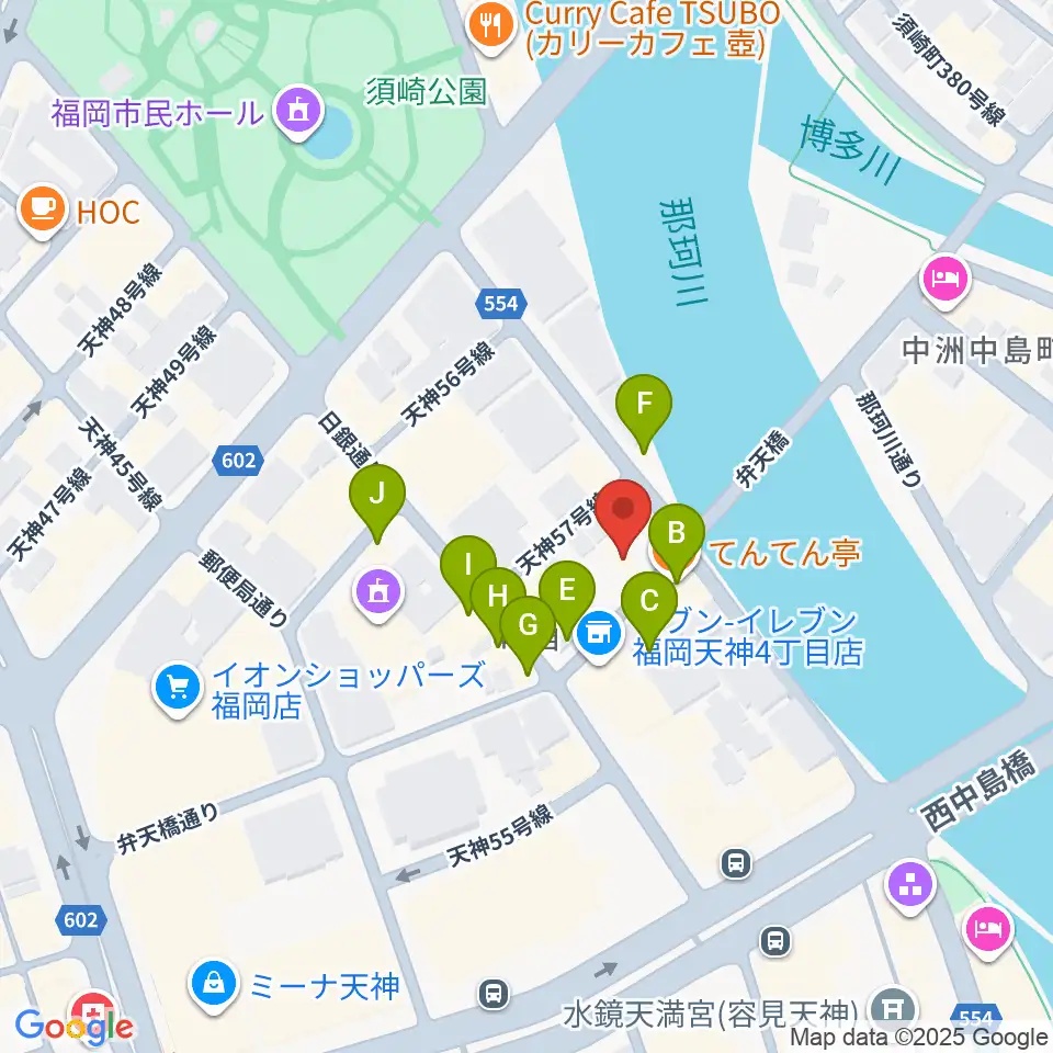 セブンカラーズアーティスト福岡天神校周辺のファミレス・ファーストフード一覧地図