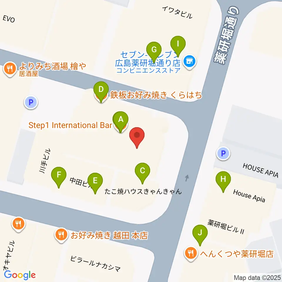 クラブクリーム広島周辺のファミレス・ファーストフード一覧地図