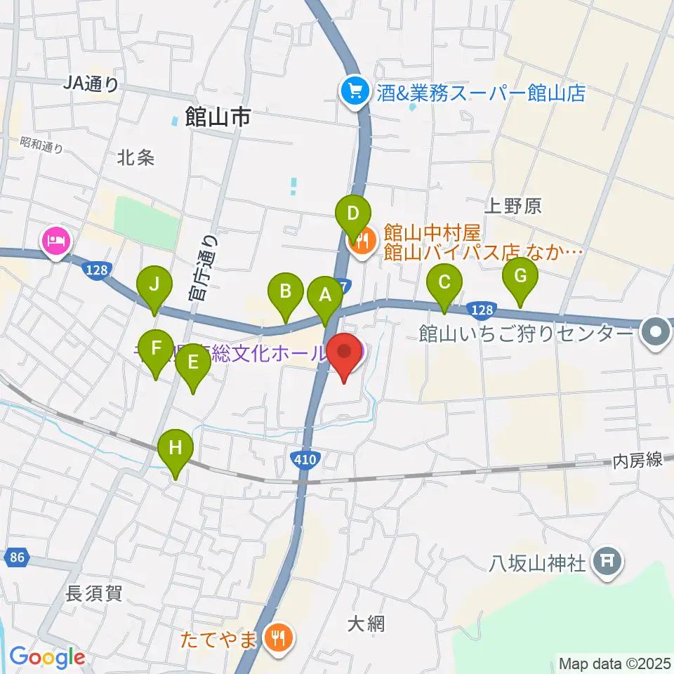 千葉県南総文化ホール周辺のファミレス・ファーストフード一覧地図
