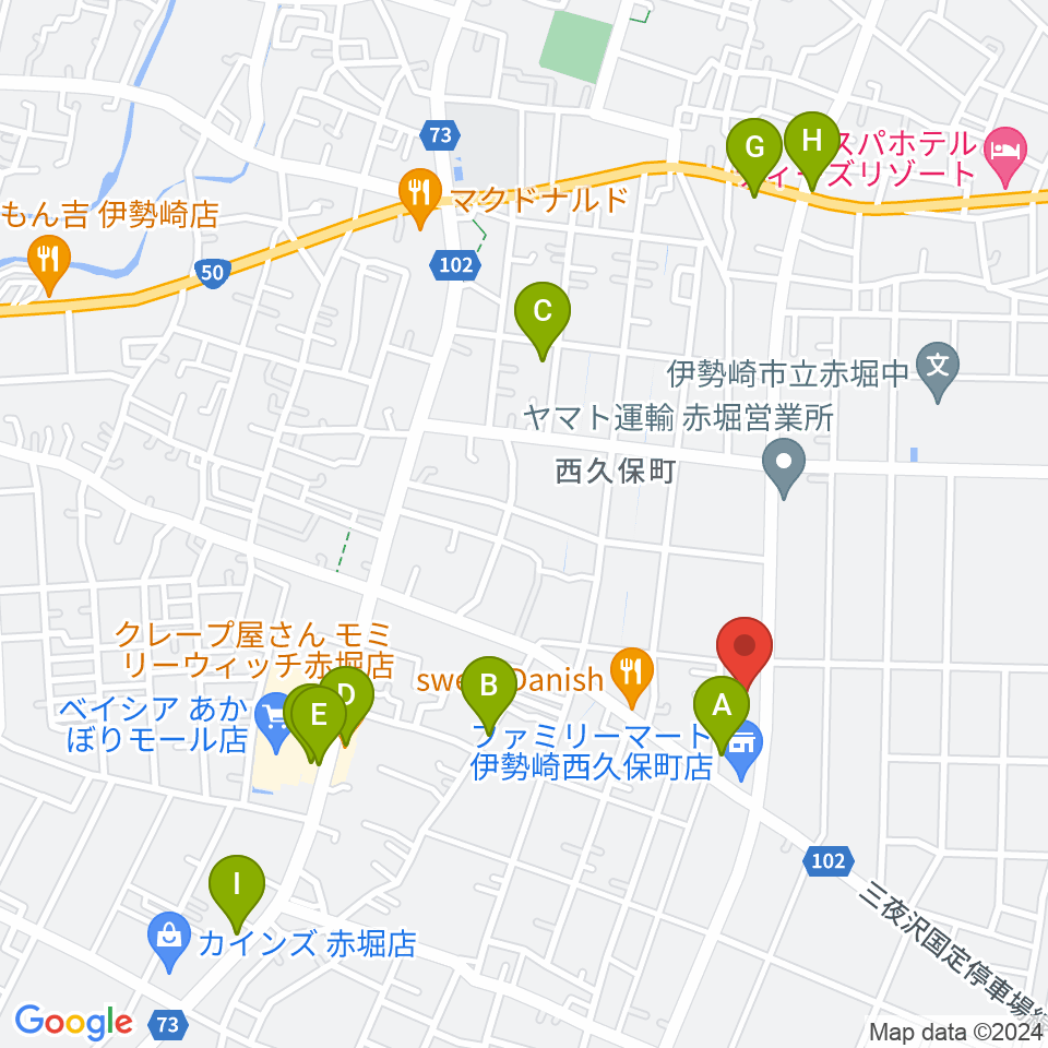 ワイズスタジオ周辺のファミレス・ファーストフード一覧地図