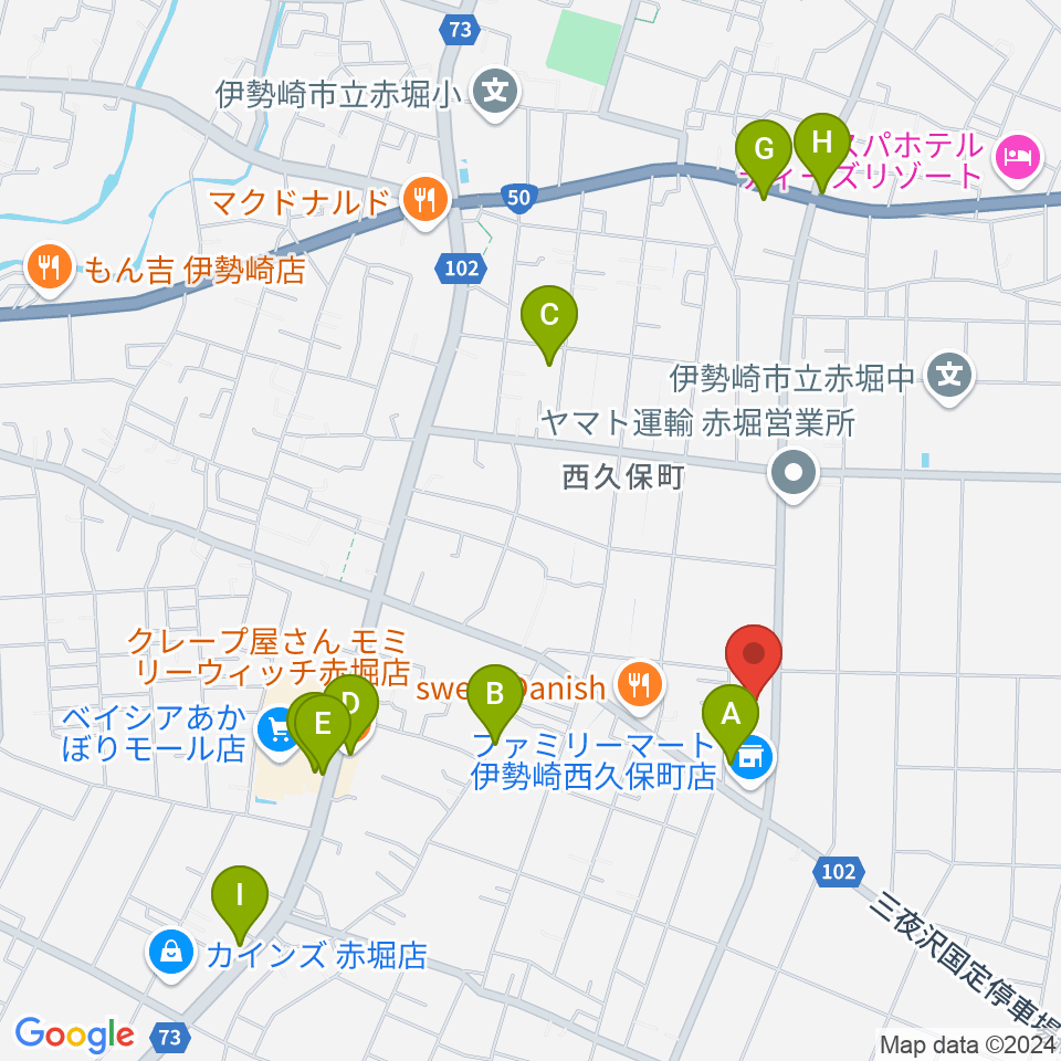 ワイズスタジオ周辺のファミレス・ファーストフード一覧地図