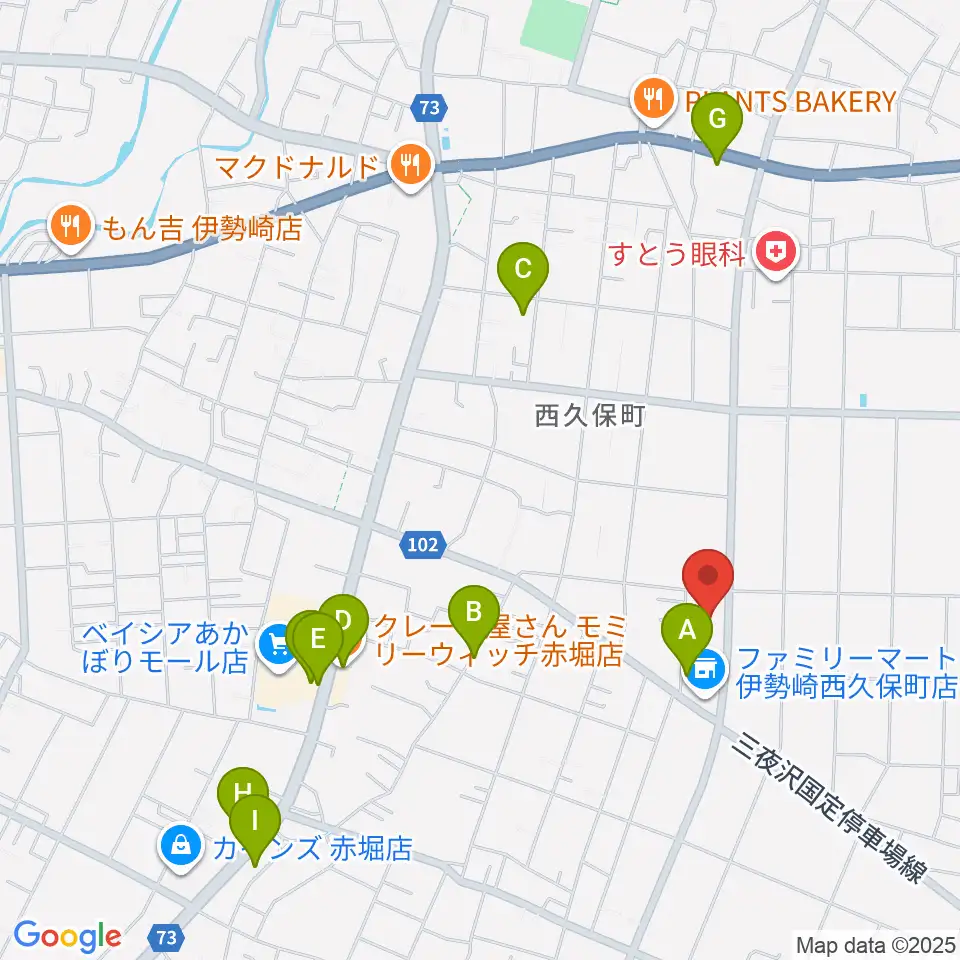 ワイズスタジオ周辺のファミレス・ファーストフード一覧地図