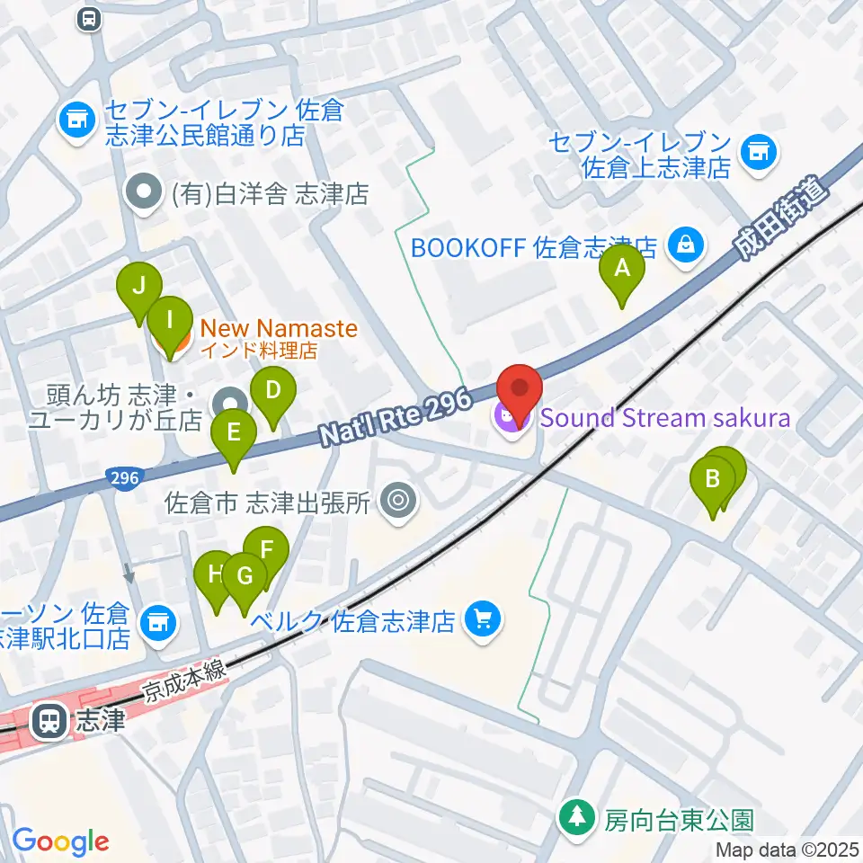 Sound Stream sakura周辺のファミレス・ファーストフード一覧地図