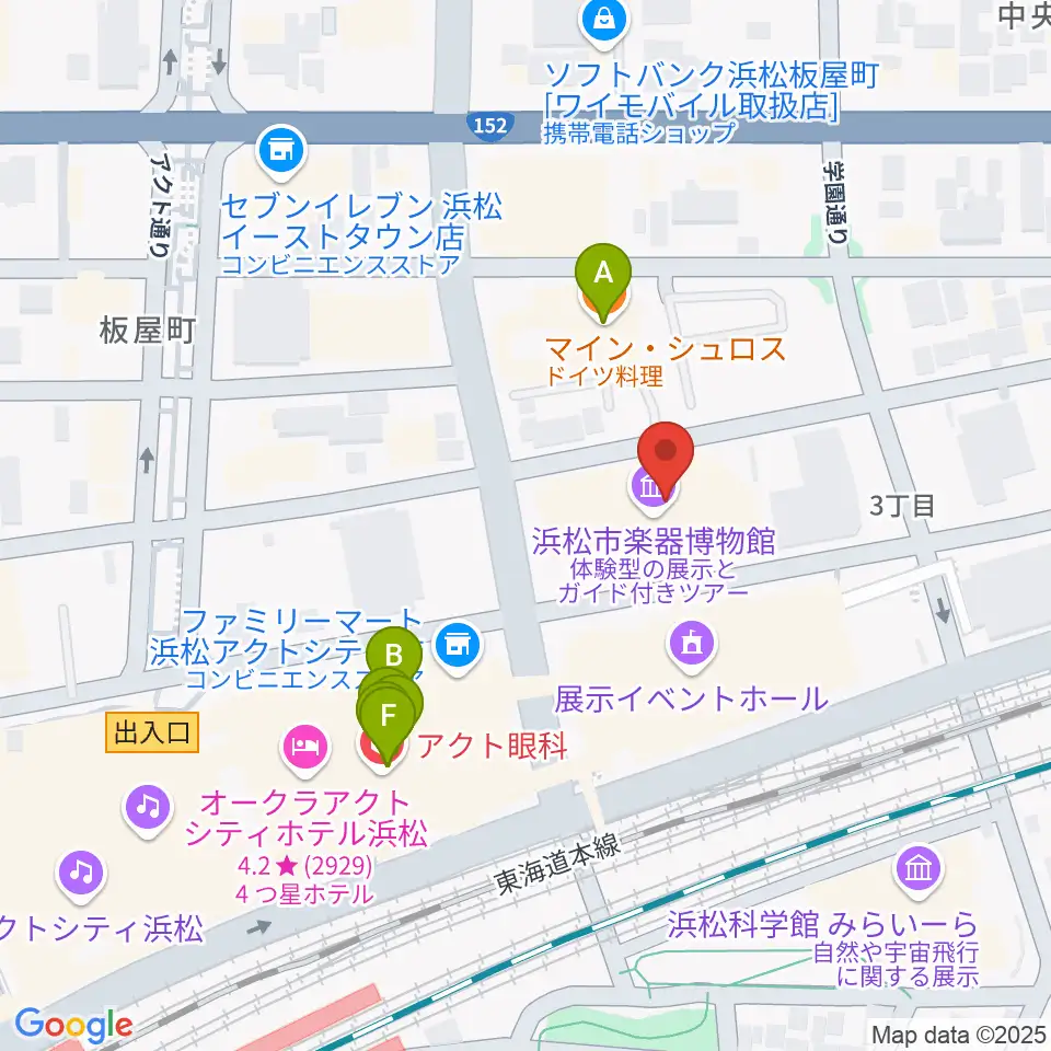 アクトシティ浜松 研修交流センター周辺のファミレス・ファーストフード一覧地図
