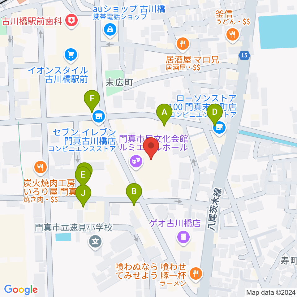 ルミエールホール（門真市民文化会館）周辺のファミレス・ファーストフード一覧地図