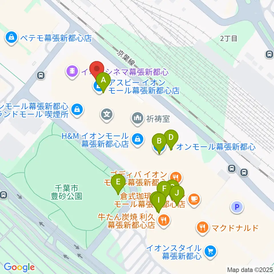よしもと幕張イオンモール劇場周辺のファミレス・ファーストフード一覧地図