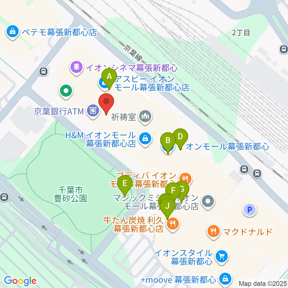 島村楽器 イオンモール幕張新都心店周辺のファミレス・ファーストフード一覧地図