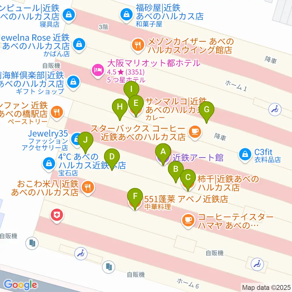 近鉄アート館周辺のファミレス・ファーストフード一覧地図