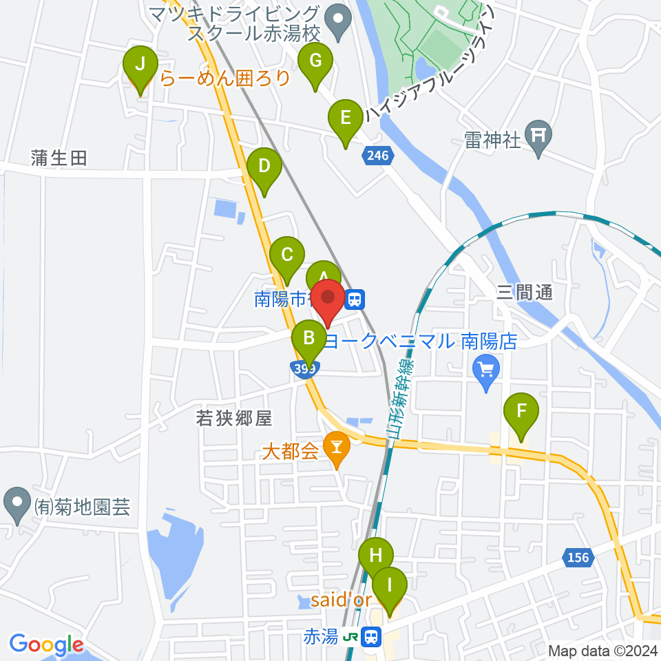 シェルターなんようホール周辺のファミレス・ファーストフード一覧地図