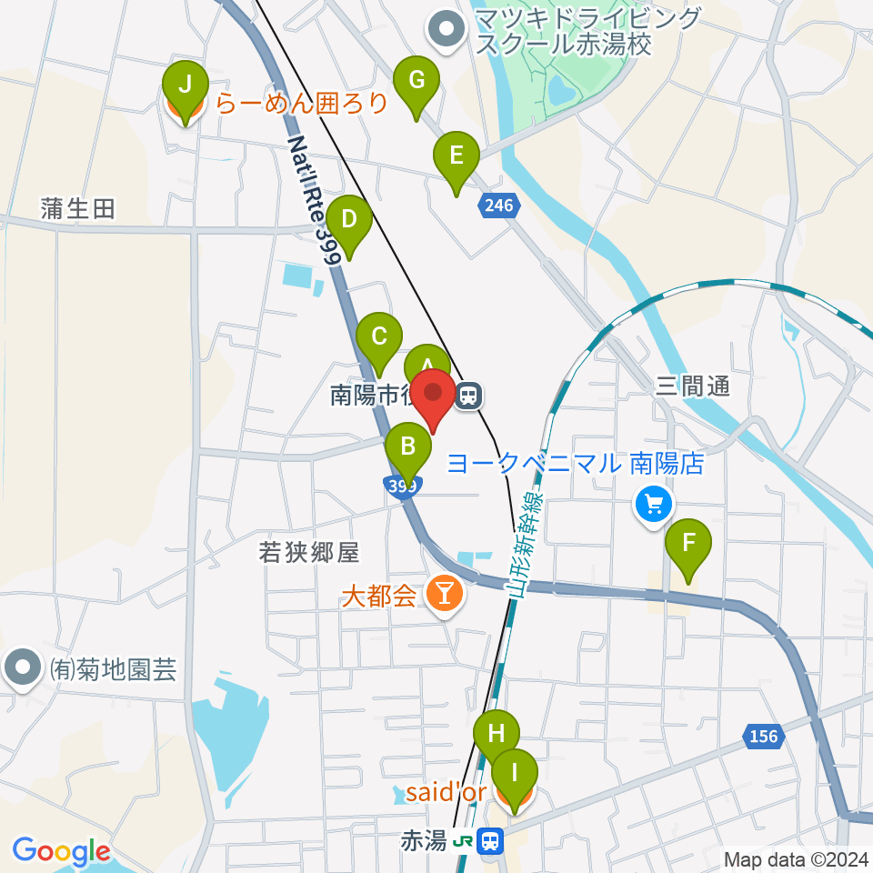 シェルターなんようホール周辺のファミレス・ファーストフード一覧地図