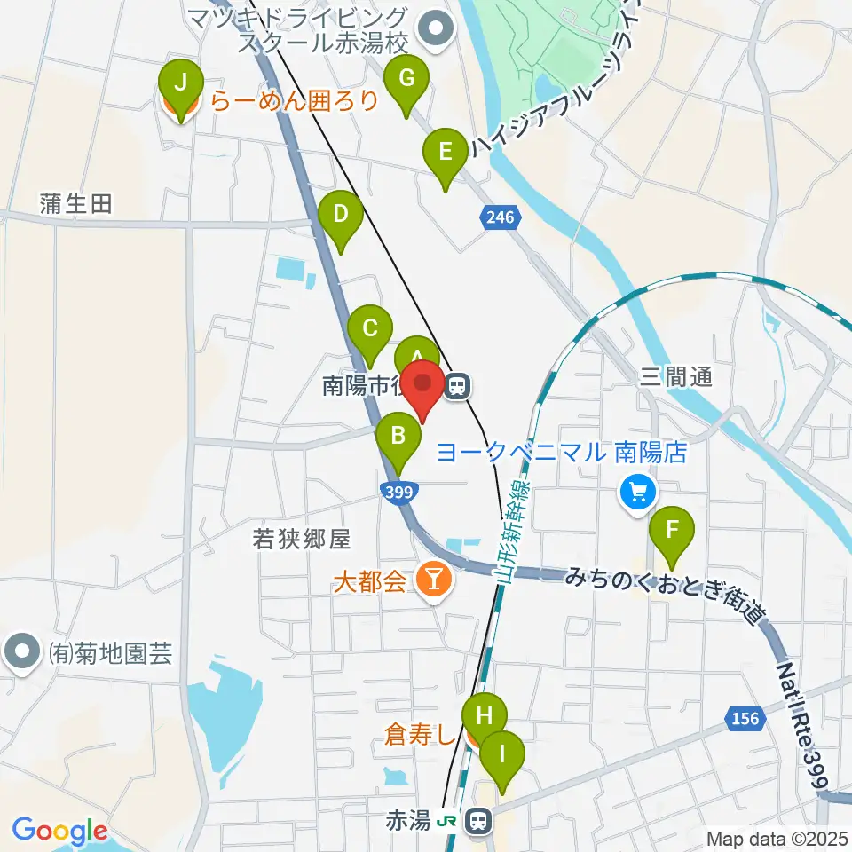 シェルターなんようホール周辺のファミレス・ファーストフード一覧地図