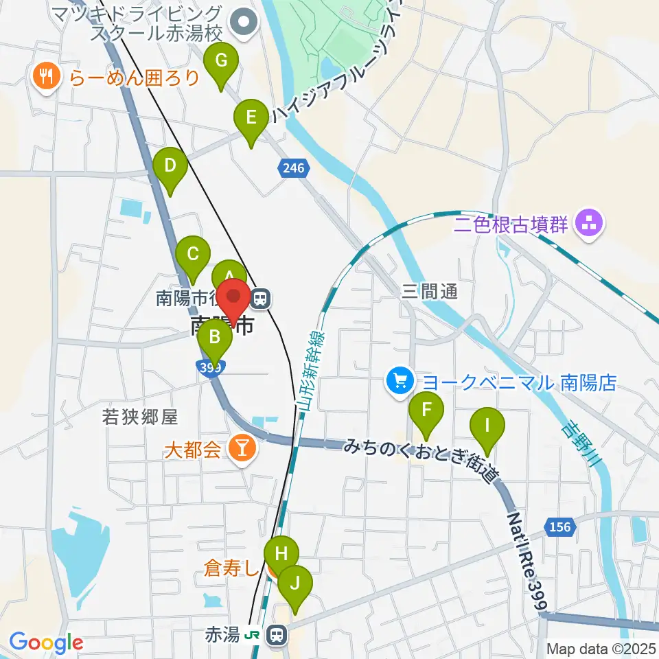 シェルターなんようホール周辺のファミレス・ファーストフード一覧地図