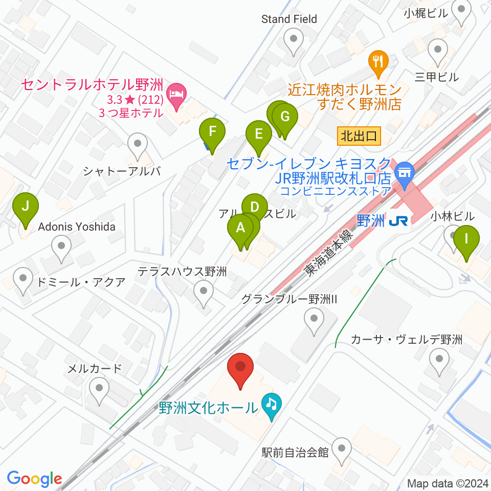 シライシアター野洲周辺のファミレス・ファーストフード一覧地図