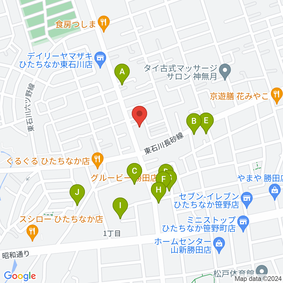 ブリックスホール周辺のファミレス・ファーストフード一覧地図