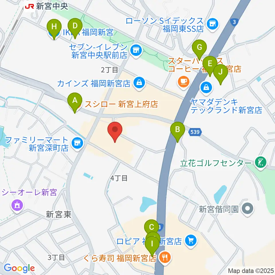 そぴあしんぐう周辺のファミレス・ファーストフード一覧地図