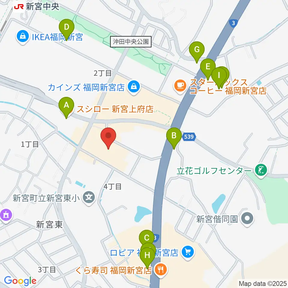 そぴあしんぐう周辺のファミレス・ファーストフード一覧地図