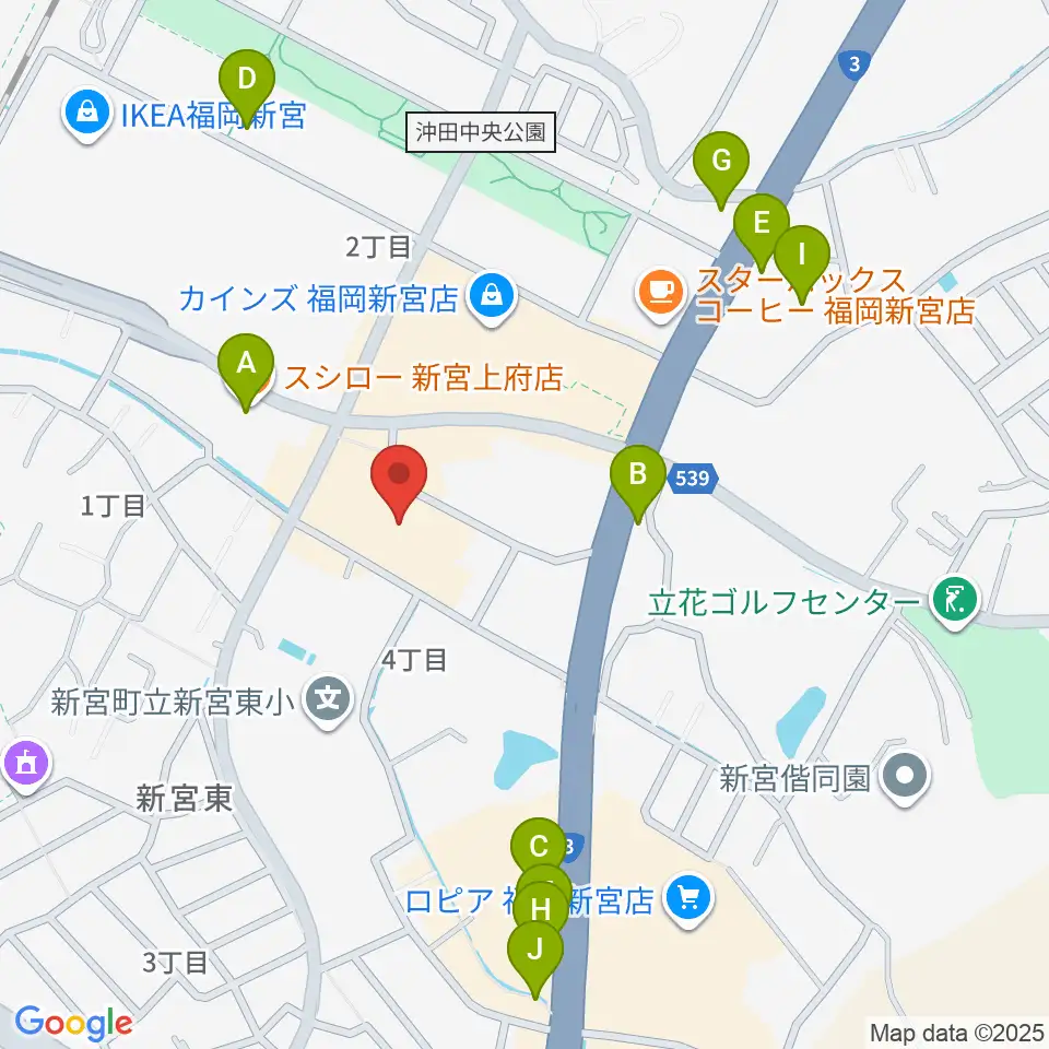 そぴあしんぐう周辺のファミレス・ファーストフード一覧地図